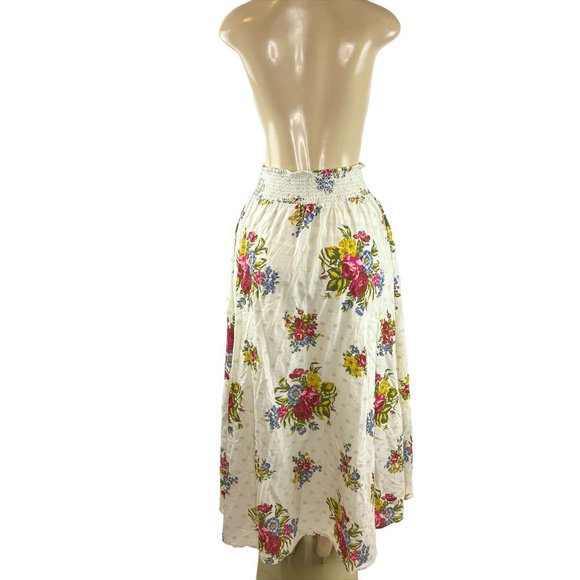 Floral Maxi Skirt - White with Pink and Green Accents - Picture 8 of 9